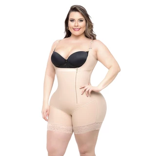 Cinta Modeladora de Alta Compressão Body Com Alça com Ziper