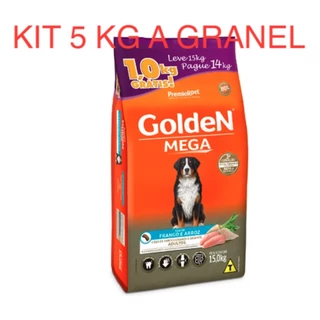 Kit 5 Kg A Granel Ração Golden Mega Cães Adultos Raças Grandes Frango e Arroz