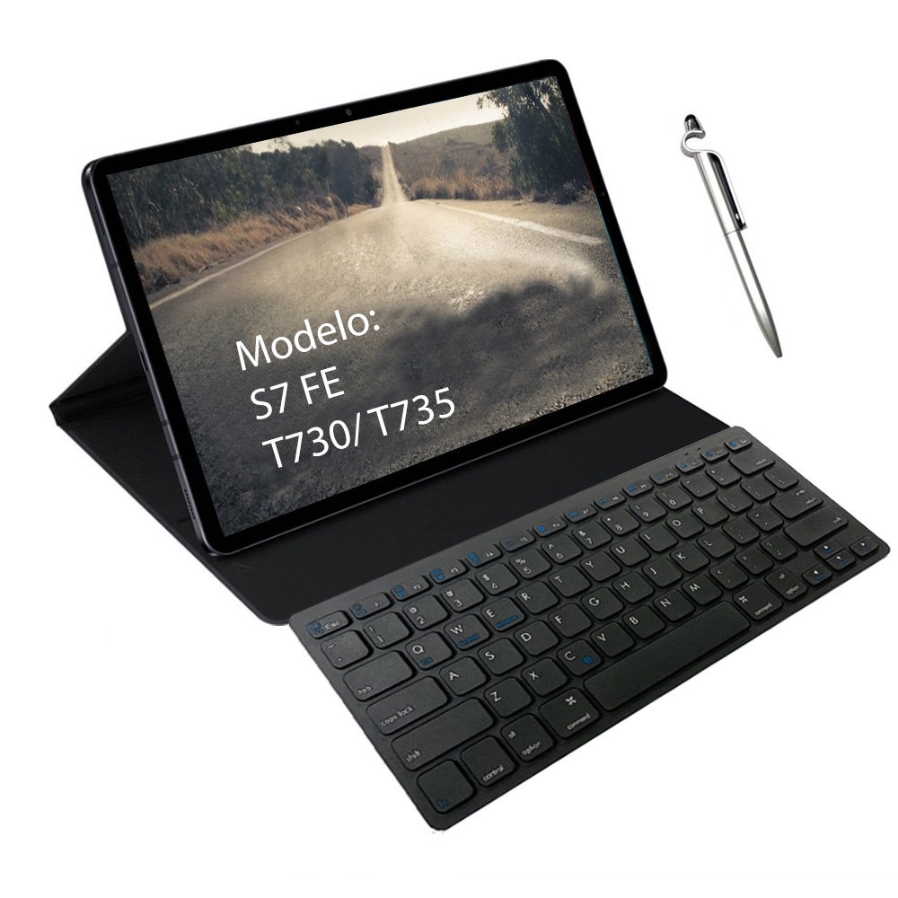 Capa Com Teclado Para Samsung Galaxy Tab S7 Fe + Canetinha Touch