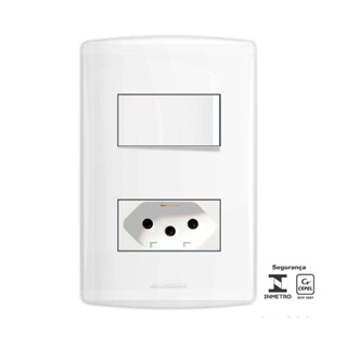 Conjunto Bianco Pró 4x2 interruptor paralelo e tomada 10A 85134 branco Alumbra