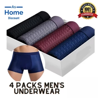 4 Peças De Roupa Íntima Masculina De Bambu Conjunto De Cuecas Boxer Masculinas Calças Íntimas Respiráveis Homens
