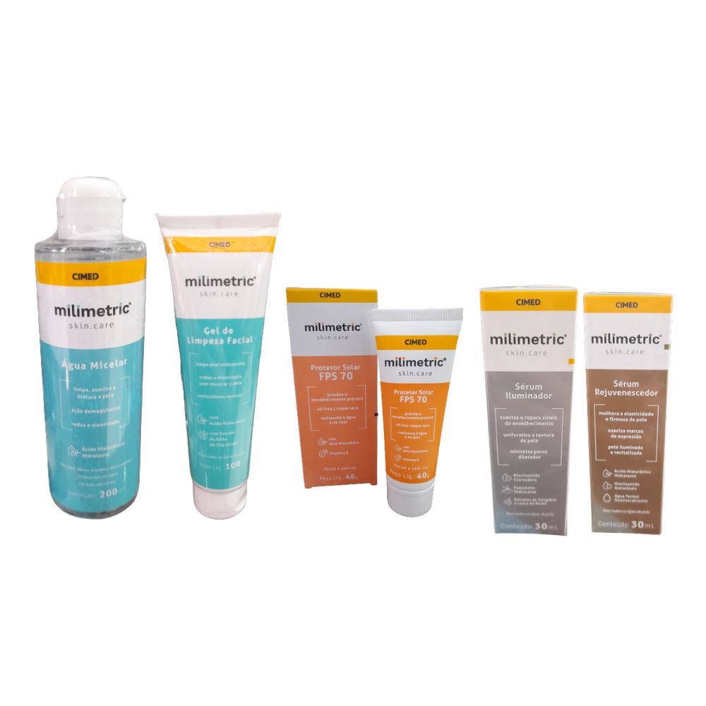 Kit Milimetric Completo Skin Care Facial 5 Produtos Cimed Serum ...