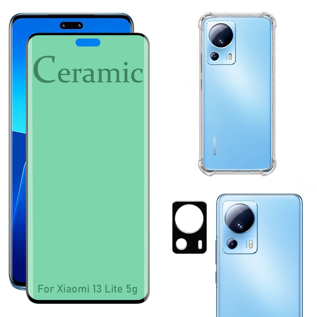 Kit Para Xiaomi 13 Lite 5g | Película Cerâmica 9D - Capa Anti Shock - Película da Câmera 3D