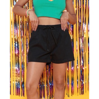 Short Sarja Feminino Com Cinto Básico Preto