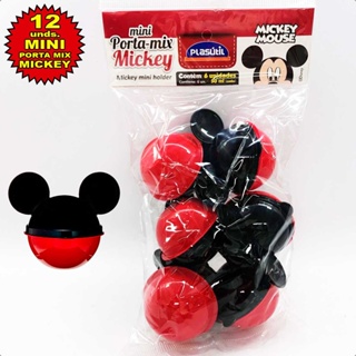 12 MINI Pote Porta Mix Mickey Cabeça R:8263 Plasutil