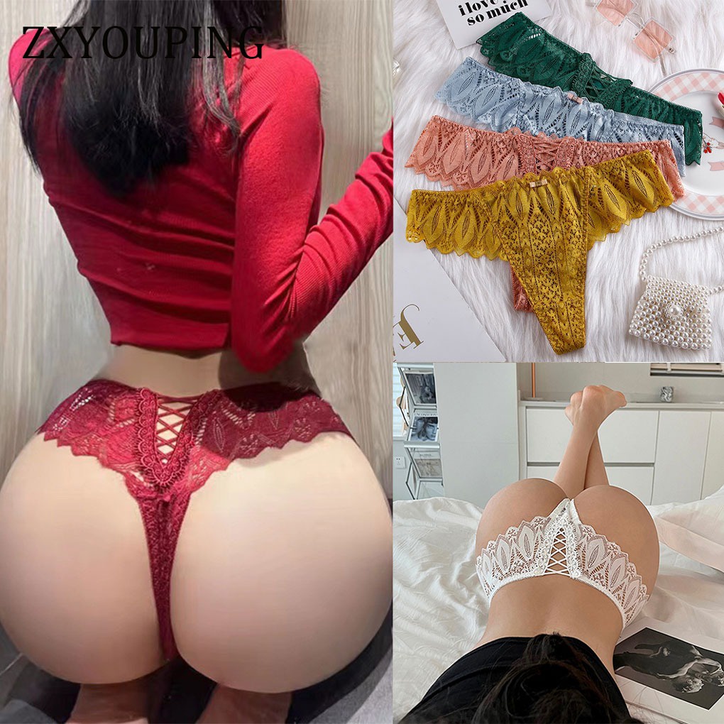 ZXYOUPING Calcinha Sexy Para Mulheres Lingerie T Costas Baixas Oca Malha Transparente Atadura Cruzada G String Plus Tamanho Roupa Íntima