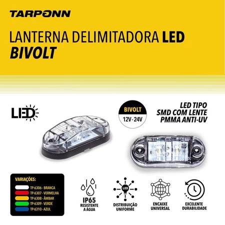 Sinalizador Lanterna Delimitadora 2 leds 12V 24V Verde