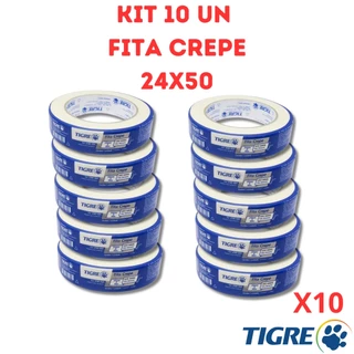 Fita Crepe 10 UN Fita Media Branca Tigre Fita 24X50 Uso Geral Fita Para Pintura 50 metros Fita Crepe