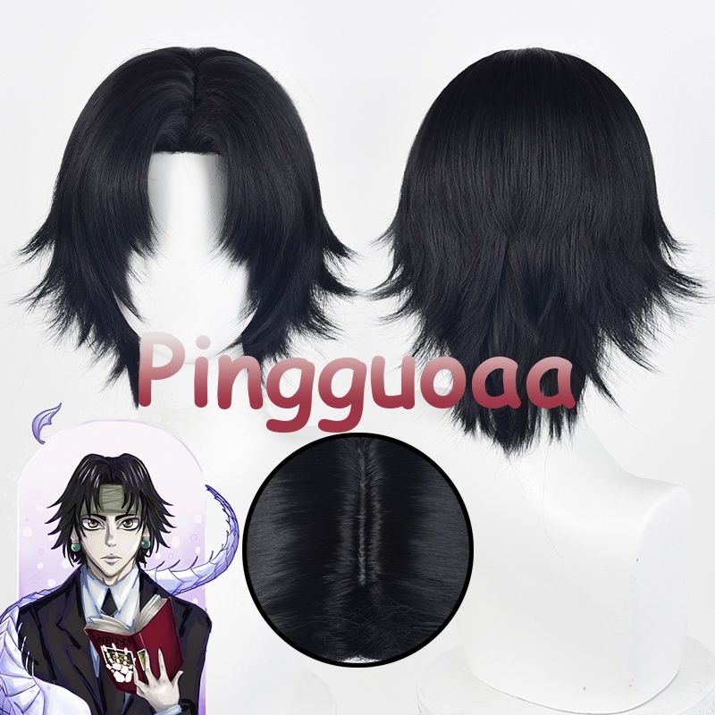 Anime Hunter X Hunter Chrollo Lucilfer Cosplay 30cm Black Short Middle Part Wigs Heat Resistant Synthetic Hair