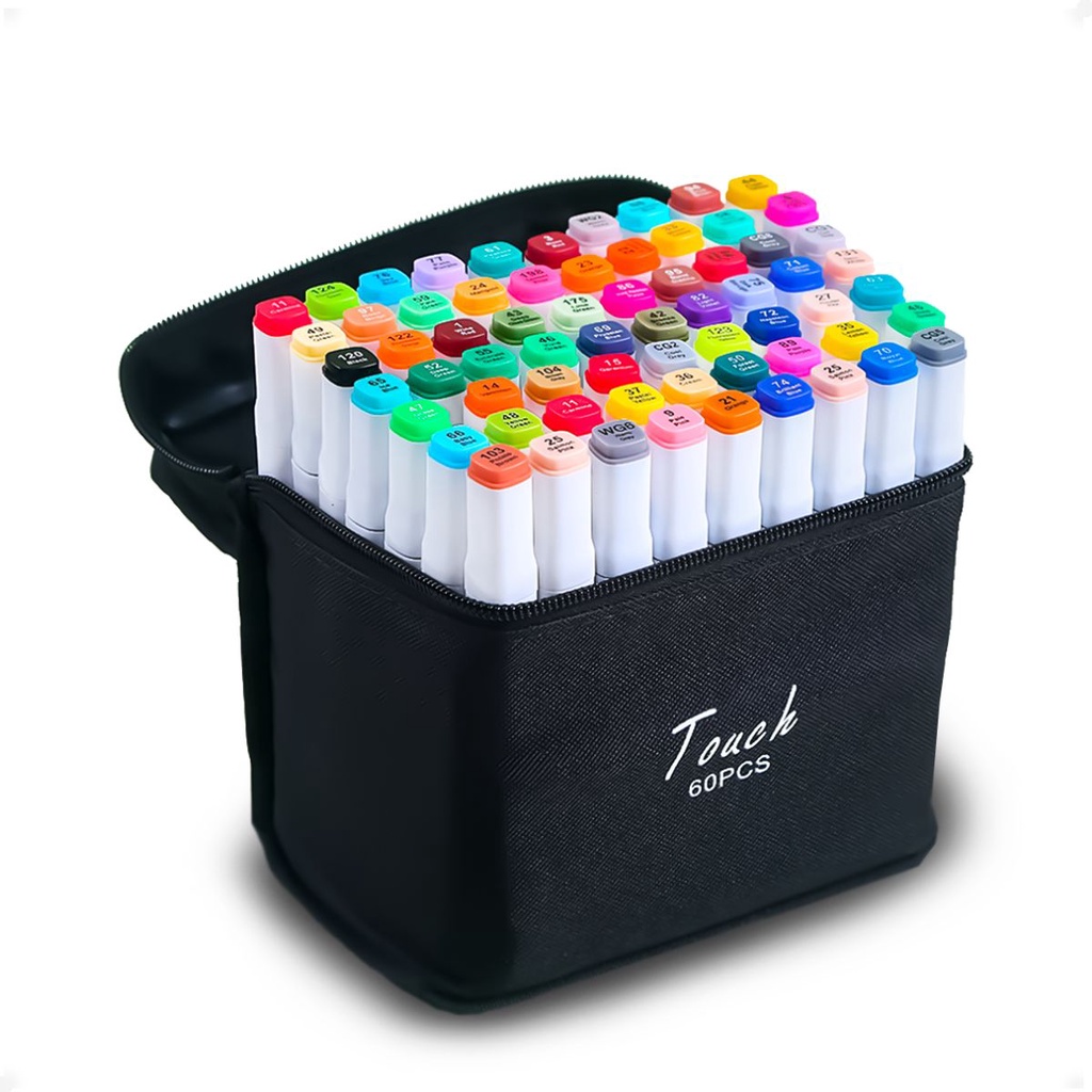 Conjunto de Canetas Marcador Permanente Ponta Dupla 60 cores TikTok Canetinhas Escolar Desenho Copic