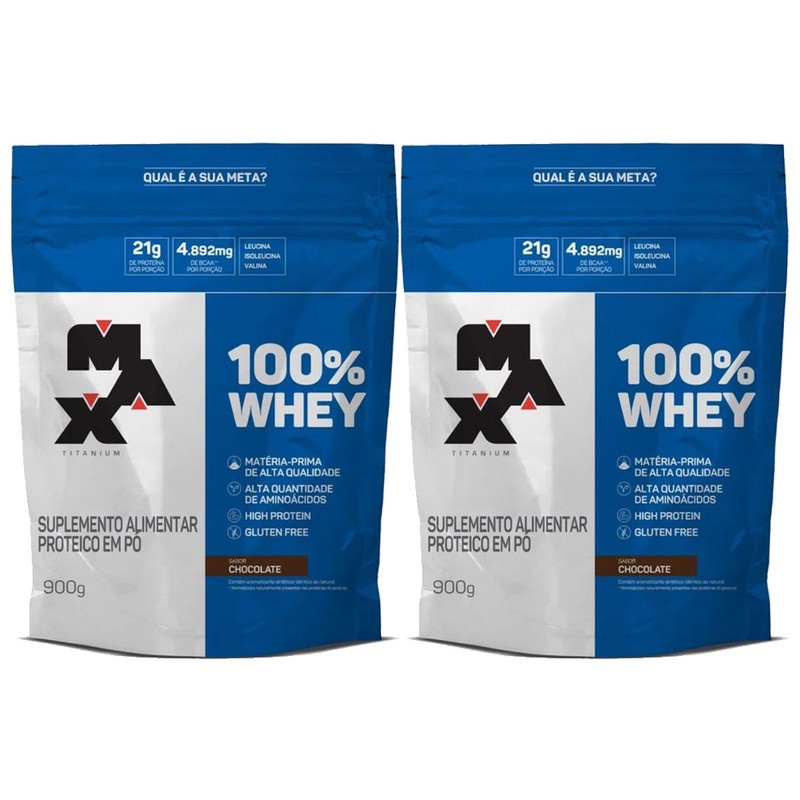 Kit 2x Whey Max Titanium 100% – Refil 900g – Chocolate