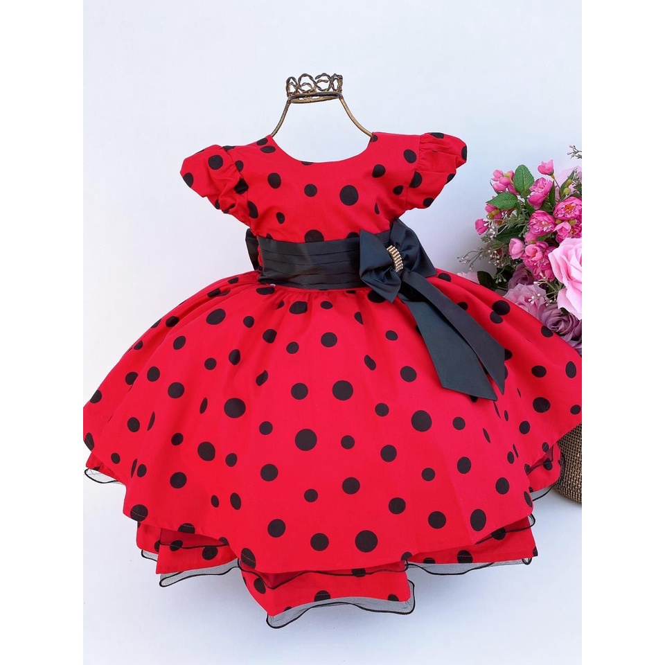 Vestido vermelho com bolinhas hot sale pretas