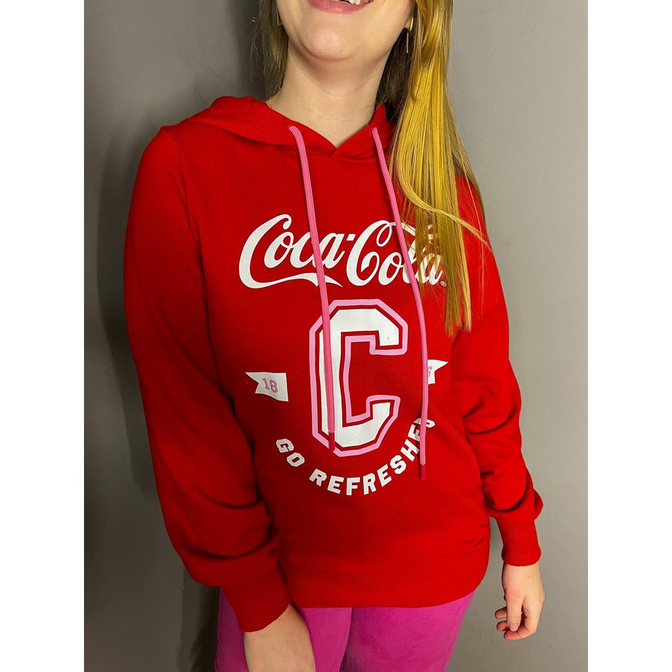 Moletom coca cola feminino 2024 vermelho