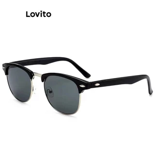 Lovito Óculos De Sol Básicos Lisos Casuais Para Mulheres LNA32298 (Preto)