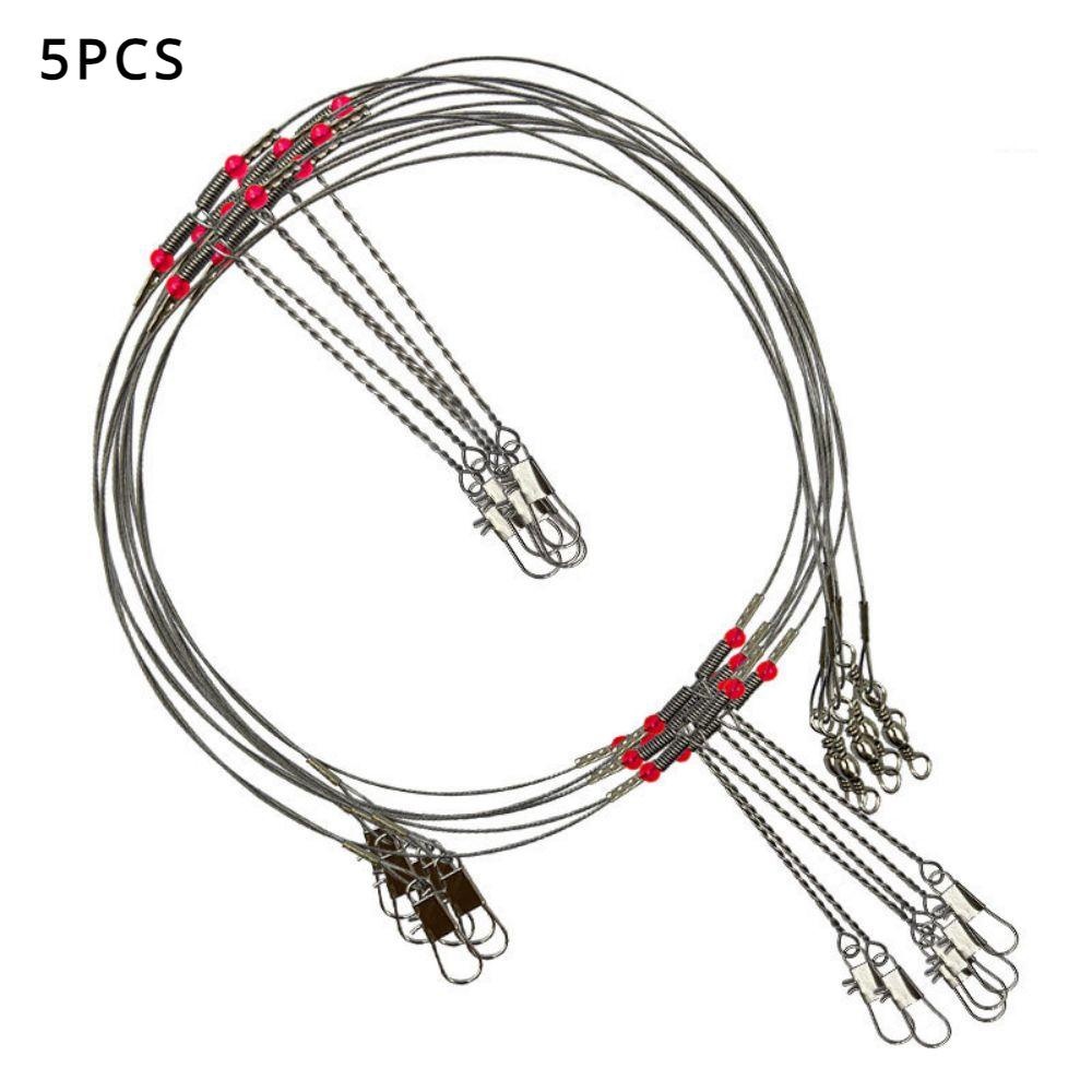 Buy Wire Fishing Leaders with Swivels Snaps Beads High-Strength