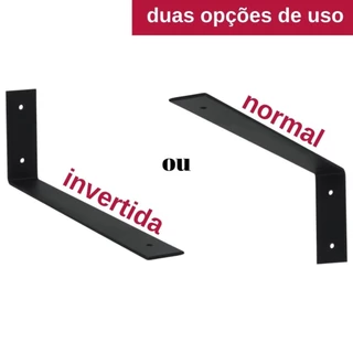 Kit 2 Mão Francesa Suporte Invertido Cantoneira de Ferro para Prateleira