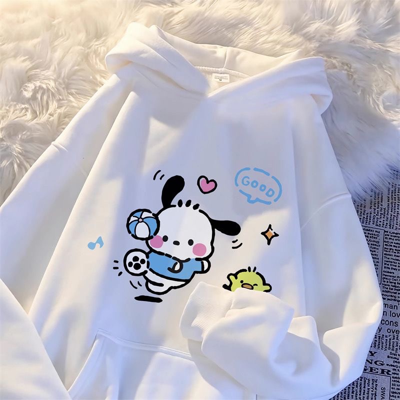 Polyester 】 Cute Pochacco Women's Long Sleeved Hoodie Casual Loose ...