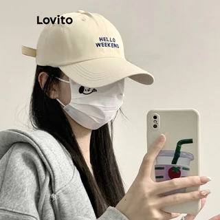 Lovito Casual Boné Feminino Ajustável com Frase LFA09491