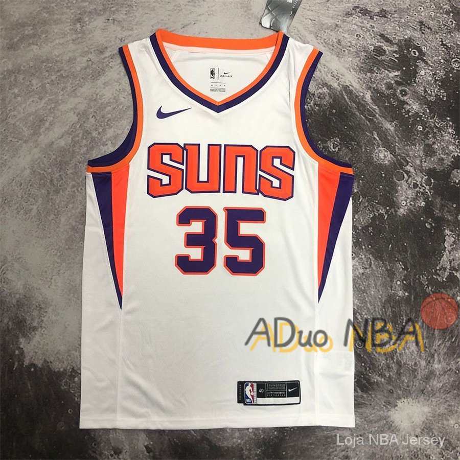 Hot pressed Camisa Masculina nba Phoenix Suns Kevin Durant 35 Camiseta De Basquetebol Branca Jersey