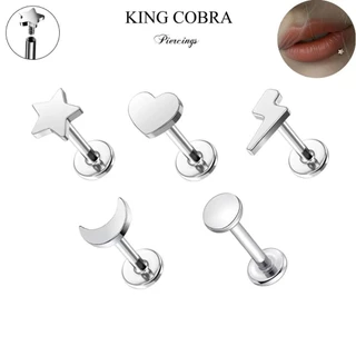 Piercing Labret Hipoalergênico Aço cirugirco Tragus Coração Estrela Raio Lua KB120
