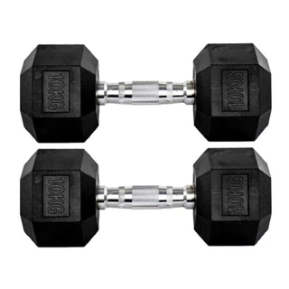 Par Halteres 10kg + 10kg Dumbbell Sextavado Emborrachado Pegada Cromada Gallant (GDB10F3B-PT) em Oferta na Shopee