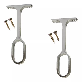 2 Suportes Central Tubo Cabideiro Cromado Guarda Roupa