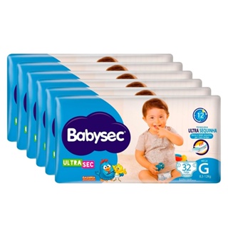 Fralda Descartável Babysec Galinha Pintadinha Ultra Mega Tamanho G - 6 Pacotes com 32 Fraldas - Total 192 Tiras