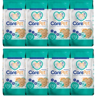 Kit C/8 Granulado Higiênico Madeira CarePet Original 2,5Kg