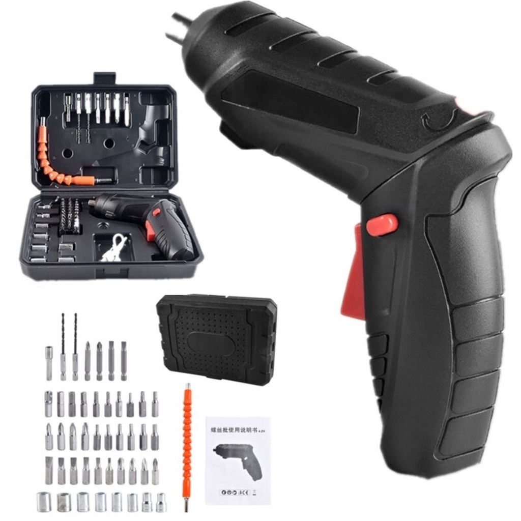 kit Parafusadeira/furadeira 48 pçs portátil carregador usb Leve forte desmontar e montar