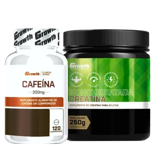 Cafeina 200mg 120 Caps + Creatina Monohidratada 250g Growth