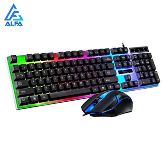 Kit Gamer Teclado Semi Mecânico + Mouse Led Rgb Iluminaria Jogos Usb para Pc