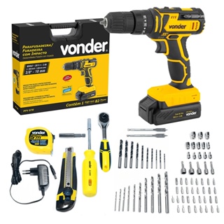 Furadeira Parafusadeira de impacto 3/8" a bateria 20V com 78 acessórios PFV 078 Vonder Vonder