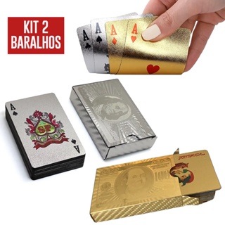 Jogo De Baralho Dourado Cartas Douradas Truco Poker Pibe 21