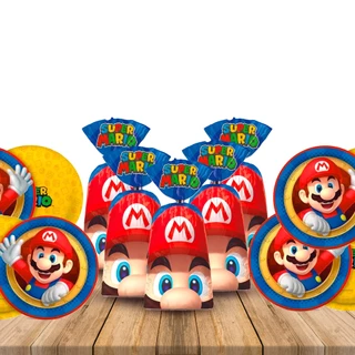 Kit Festa Super Mario Decoração Pratos + Sacolas Surpresa MAIS COR