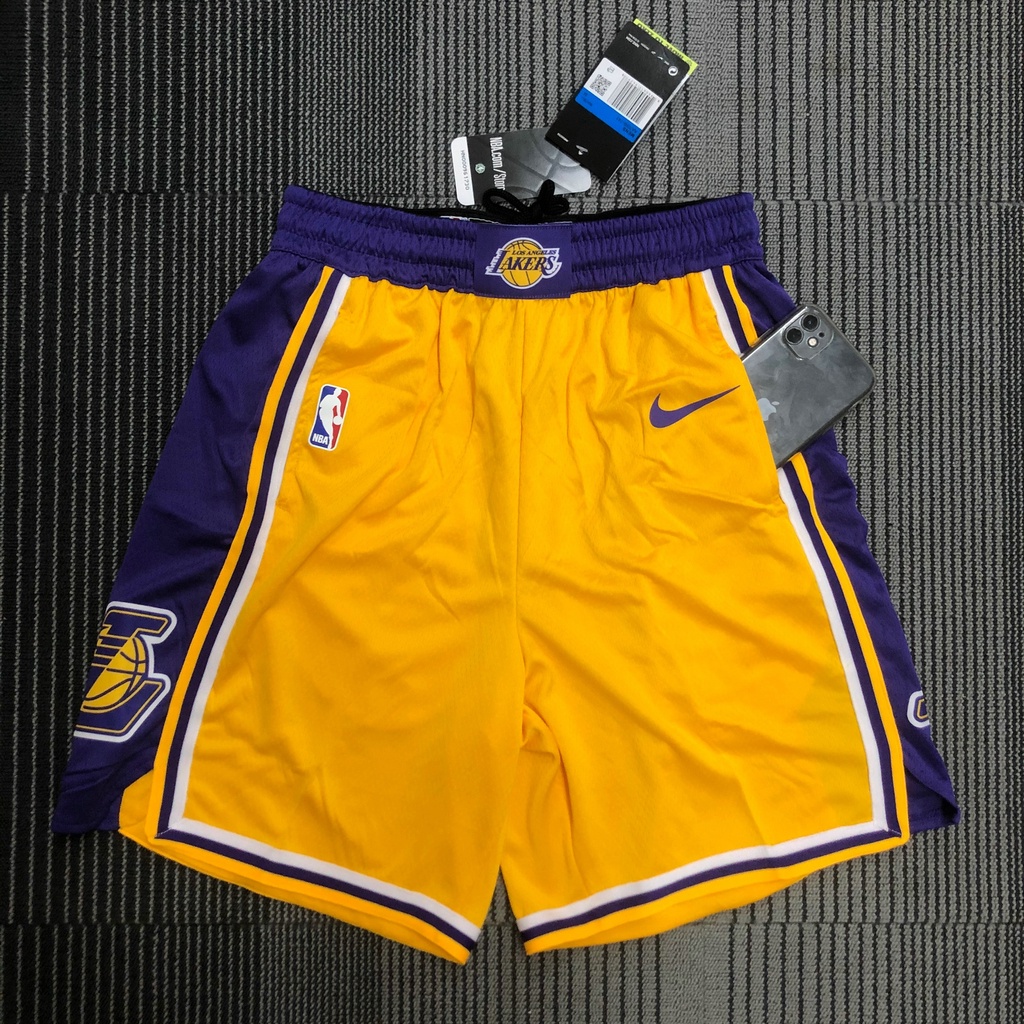 Novo Original NBA Los Angeles Lakers Masculino Calção Amarelo Da