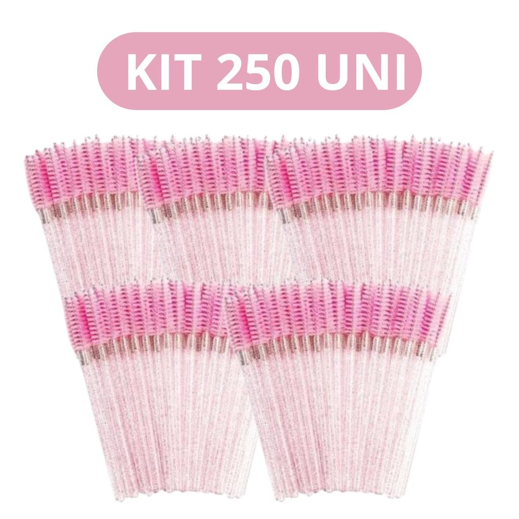 Kit 250 Escovinhas De Cílios Sobrancelha Glitter Extensão e Alongamento