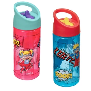 Garrafinha Canudo Retrátil Super-heróis Super-heroínas Buba