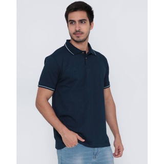 Polo Masculina Pontilhada Azul Marinho