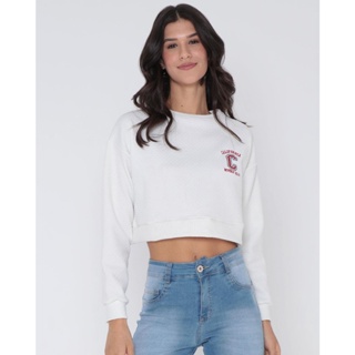Blusa Cropped Matelassê Bordada Off White