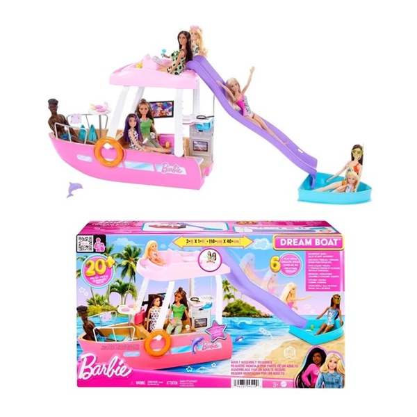 Barbie Barco com piscina e toboágua, Dream Boat Playset inclui mais de