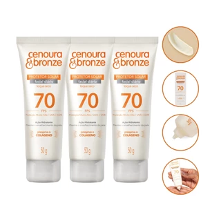 Kit 3 Protetor Solar Facial Diário Cenoura & Bronze Fps70 50g
