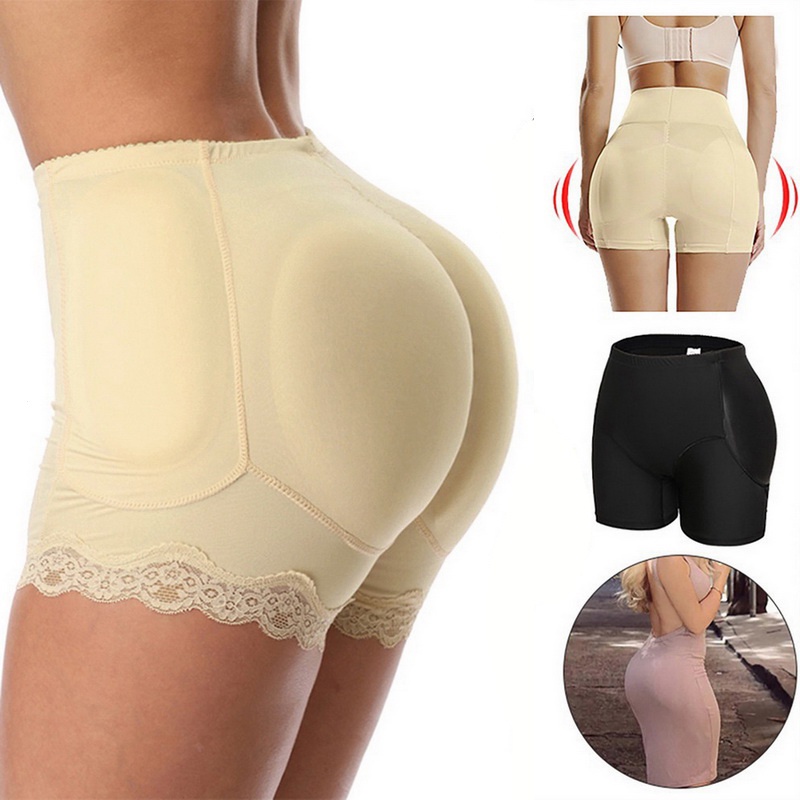 BIMEI 2 PS+2 PS, esponja, coxa, almofada no quadril, calcinha modeladora  para levantar o bumbum, Bege, M