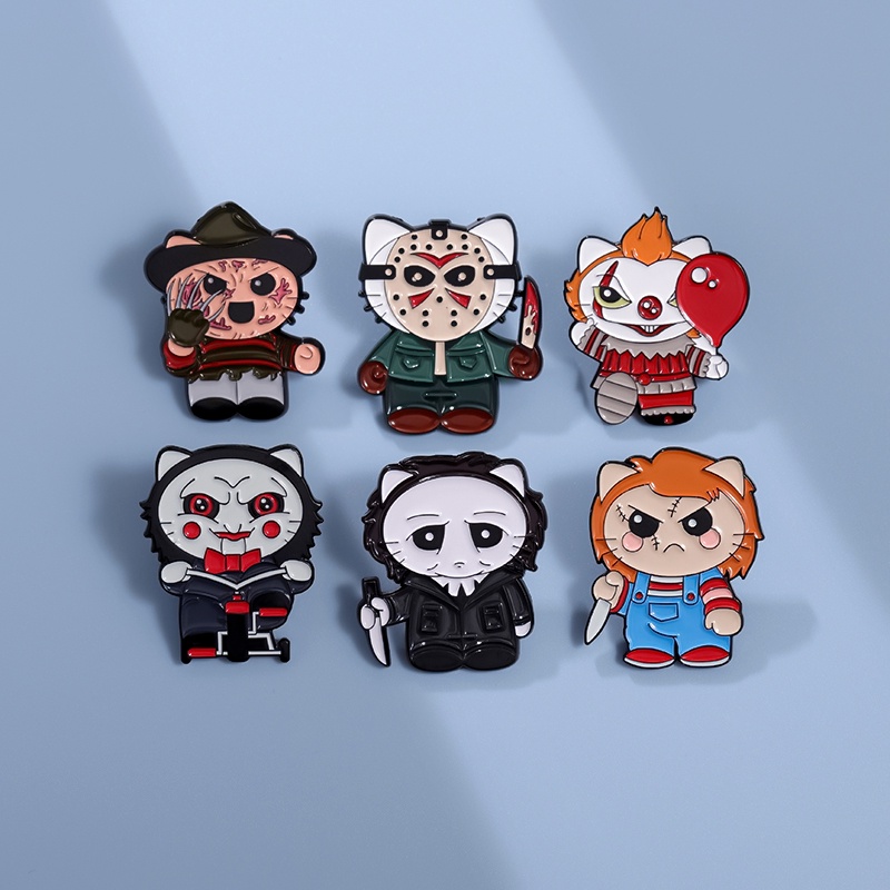 Engraçado Halloween Horror Figuras De Alfinetes De Esmalte Broches De Cartoon Shrieker Broche De 0035