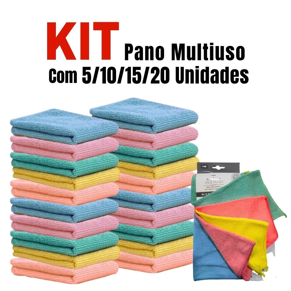 Kit Panos De Limpeza Microfibra Alta Absorção Multiuso 25 x 25cm