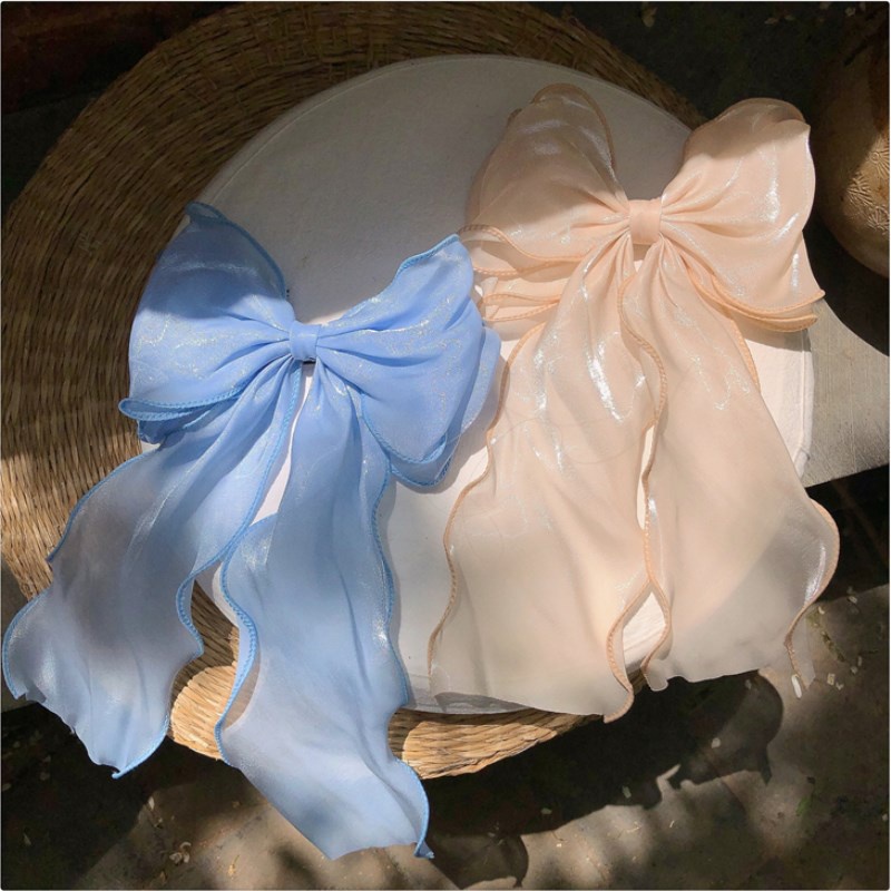 Novo Clip De Cabelo Sereia Azul + Damasco Top Costas Colher Estilo Acessórios Feminino Bling Fino Brilhante Grande Arco