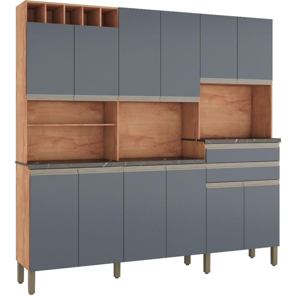Cozinha Compacta Malbec Prime 12 Portas 2 Gavetas 100% MDF Branco ...