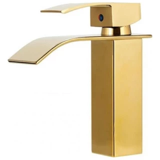Torneira Banheiro Quadrado  Cascata Gold. Dourado 05#curto em Oferta na Shopee