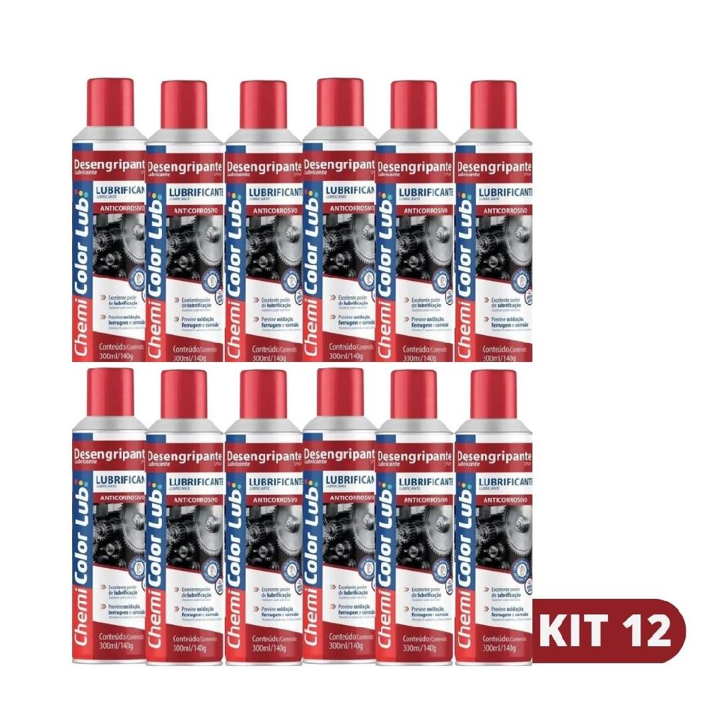  Kit 12 Oleos Desengripantes Spray Chemi Color Lubrificante 300ml