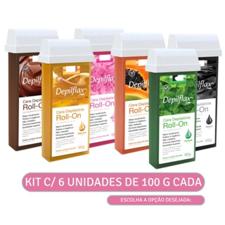Kit 6 Unidades Refil Cera Depilatória Roll-On Depilflax 100 g