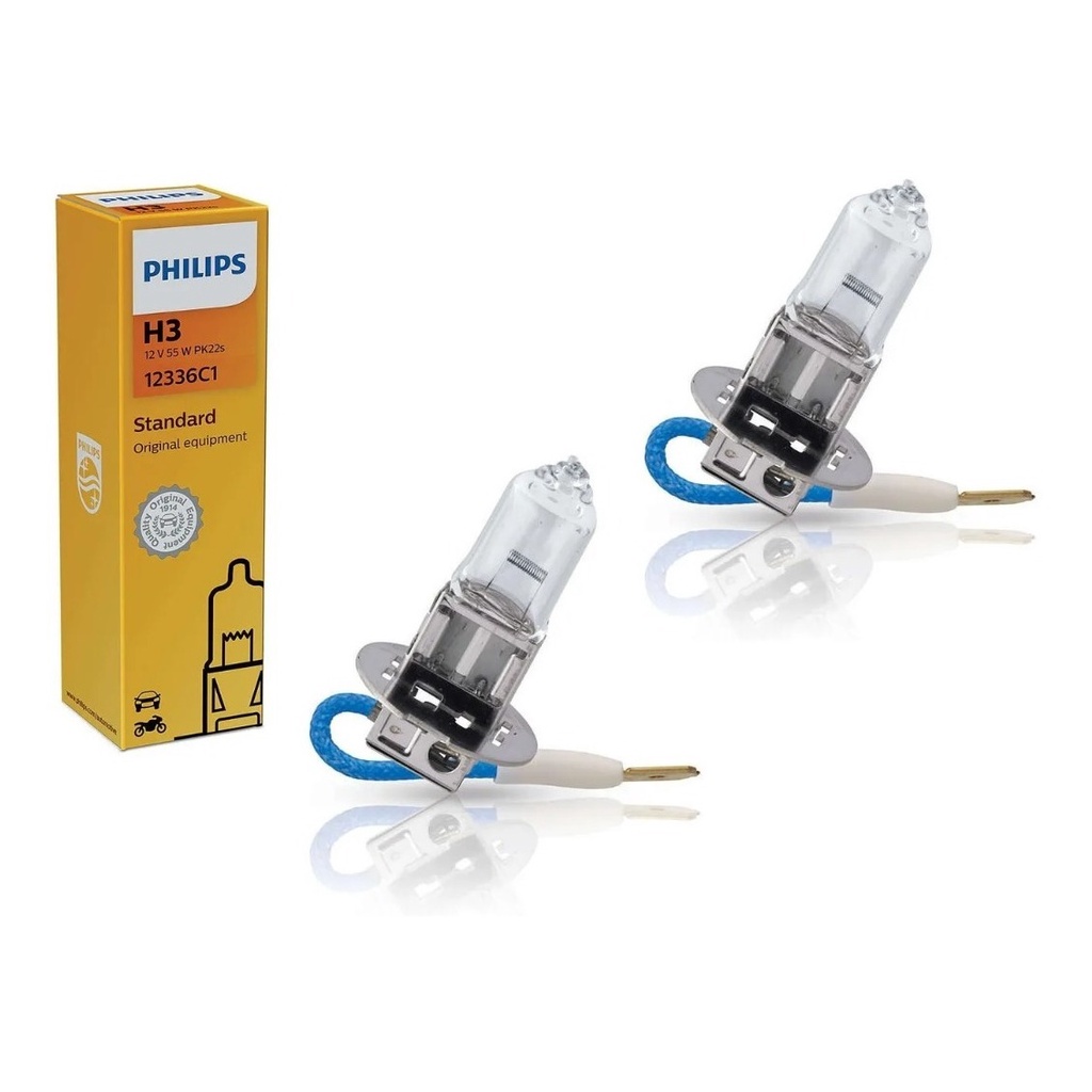 Kit 2 Lâmpada H3 Farol Alto Baixo Philips Standard 12v 55w